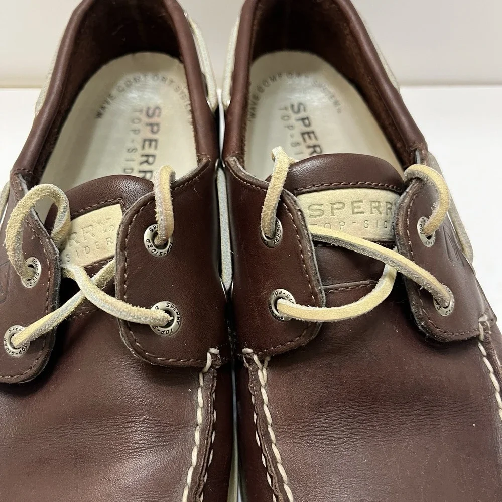 Sperry Authentic Original Two-Eye Leather Boat Shoes Dark Brown Men's 10 Classic